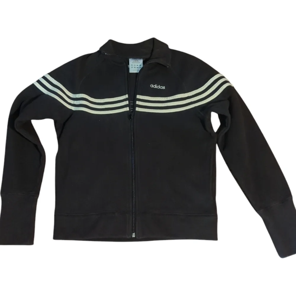 Adidas cotton blend Preppy zip front white stripes Black Track Jogger Jacket S - Picture 6 of 8